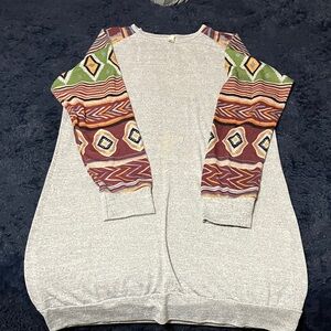 Coral Bay Women's Sweater with Patterned Sleeves